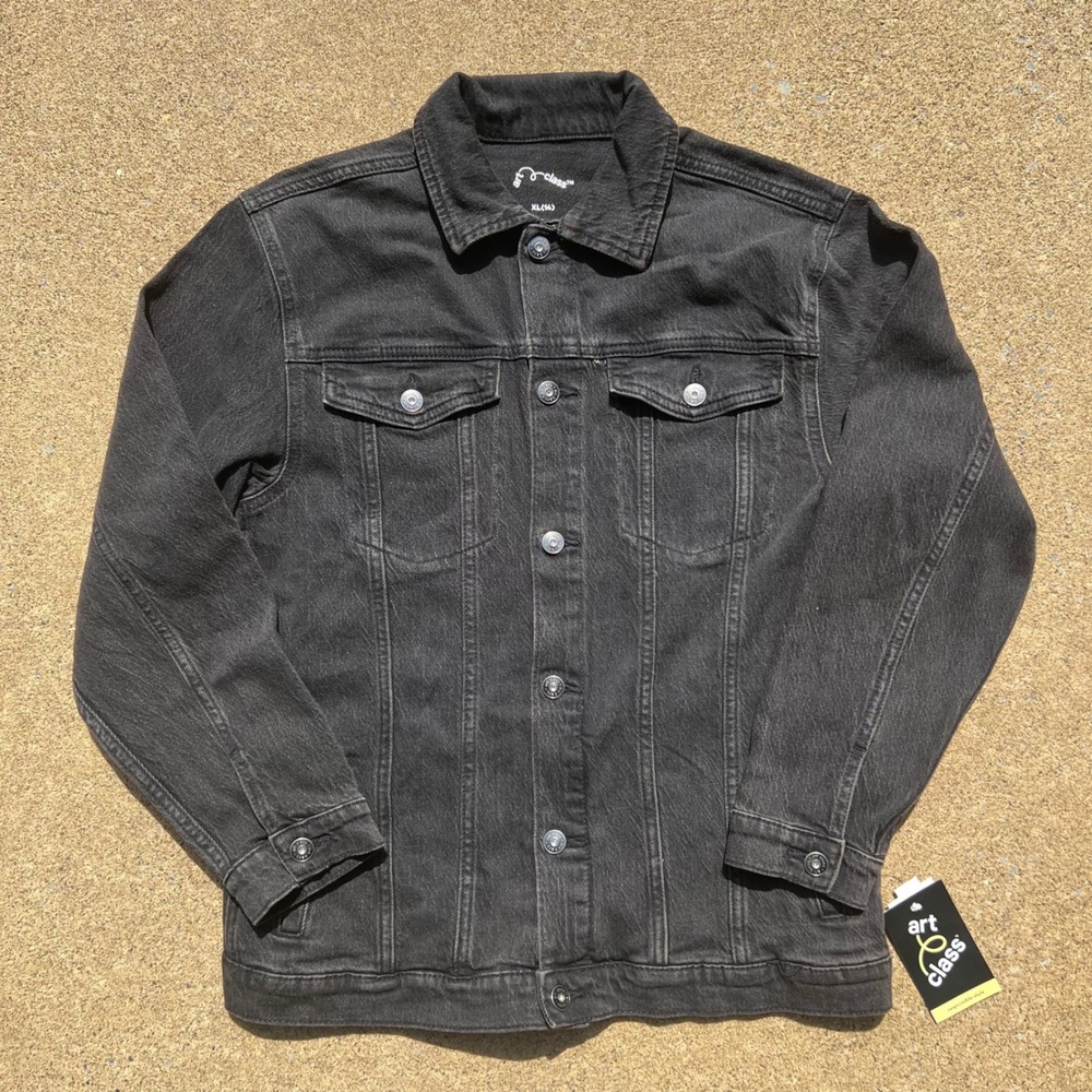 Art Class Kids XL(14) Black Denim Trucker Jacket NWT